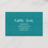 Boho stijl inheemse blauwe patroon etnische monogr visitekaartje (Achterkant)