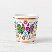 Boho stijl kleurrijke haan patroon latte mok (Voorkant)
