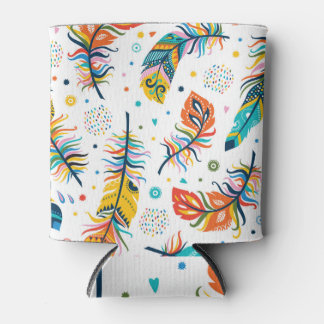 Boho-stijl, naadloos veerpatroon. blikjeskoeler