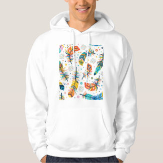 Boho-stijl, naadloos veerpatroon. hoodie