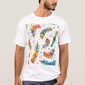 Boho-stijl, naadloos veerpatroon. t-shirt