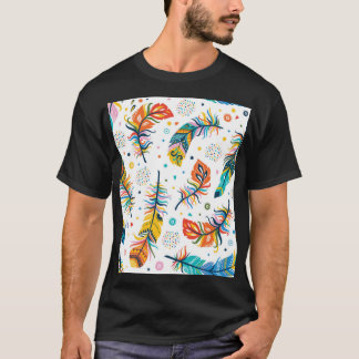 Boho-stijl, naadloos veerpatroon. t-shirt