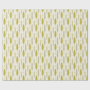 boho stijl retro etnisch veer geel patroon cadeaupapier
