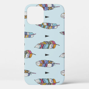 Boho stijl veer hand getekend iPhone 12 hoesje