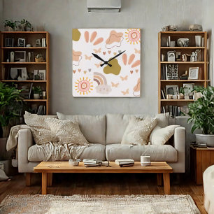 Boho stijl wandklok vierkante klok