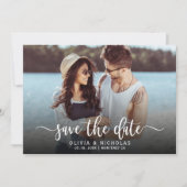Boho Stijlvol Handgeschreven Script Een foto bruil Save The Date (Voorkant)