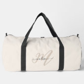Boho Stijlvol Script Beige Monogram en Naam Plunjezak (Voorkant)