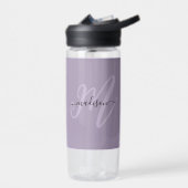 Boho Stijlvol Script Monogram en Naam in het Paars Waterfles (Links)