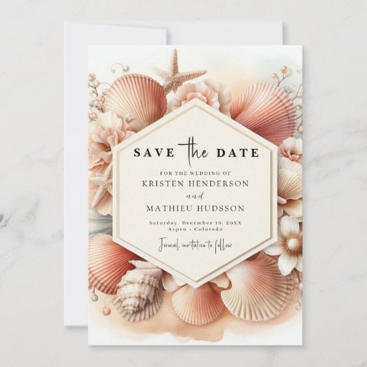 Boho stijlvolle strand bruiloft save the date (Voorkant)