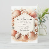 Boho stijlvolle strand bruiloft save the date (Staand voorkant)