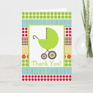 Boho Stippen & Green Carriage Baby shower Bedankt