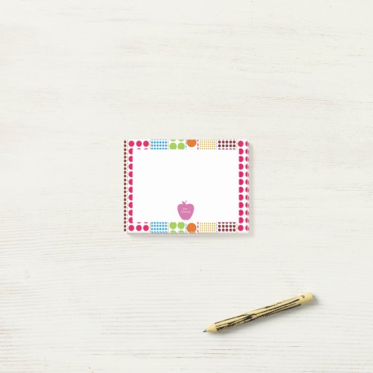 Boho Stippen Roze Apple-leraar Post-it® Notes (Op bureau)