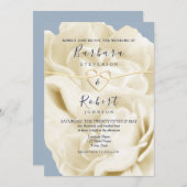 Boho Stof Blauw en Goud Bloemige Trouwdag Kaart (Voorkant / Achterkant)