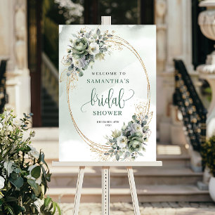 Boho Stof Groen Eucalyptus Bruiloft Feest Welkom Poster