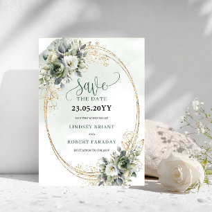 Boho Stof Groen Eucalyptus Waterverf Save The Date