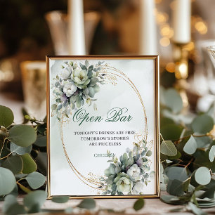 Boho Stof Groen Open Bar Tafelblad Huwelijk Bord Poster