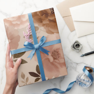 Boho Stof Rose Bloem Beige Bloem Motief Cadeaupapier