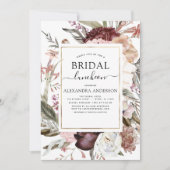 Boho Stof Roze Bordeaux Bruiloft Borrel Lunch Kaart (Voorkant)