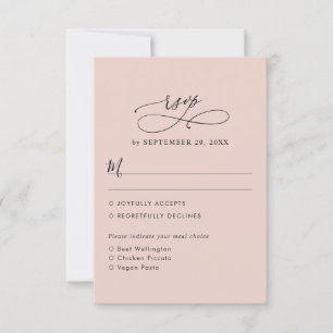 Boho Stof Roze Huwelijksmaaltijd Opties RSVP Kaart
