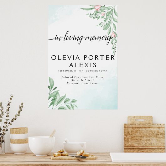 Boho Stofblauw Eucalyptus Rouw Welkomstbord Poster (Keuken)