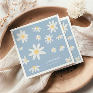 Boho Stofblauw Madeliefje Bloemen Servetten