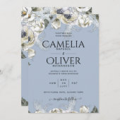 BOHO Stofblauw Pampas Bloem Bruiloft Kaart (Voorkant / Achterkant)