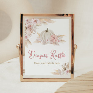 Boho Stoffig Roos Pompoen Baby shower Luier Raffle Poster