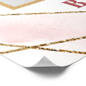 Boho stoffig roze bloem gouden bruiloftsfoto prop poster (Hoek)