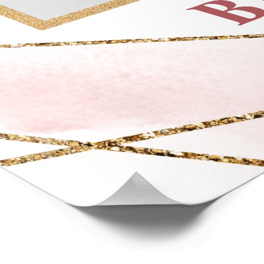 Boho stoffig roze bloem gouden bruiloftsfoto prop poster (Hoek)