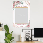 Boho stoffig roze bloem gouden bruiloftsfoto prop poster (Thuiskantoor)