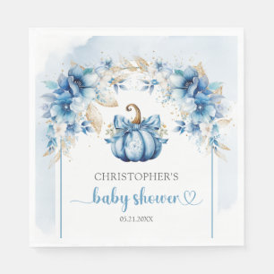 Boho stoffige blauwe en gouden pompoen bloemen boo servet