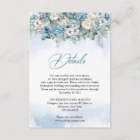 Boho stoffige blauwe hortensia en witte rozen deta