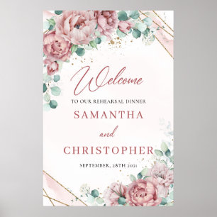 Boho stoffige roze rozen eucalyptus Proefhuwelijk  Poster