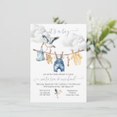 Boho Stork Baby shower Clothesline Kaart (Staand voorkant)