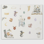 Boho Storybook Dragon Baby Shower Cadeaupapier (Vlak)