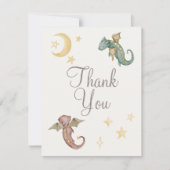 Boho Storybook Dragon Baby shower Carte de remerci (Devant)