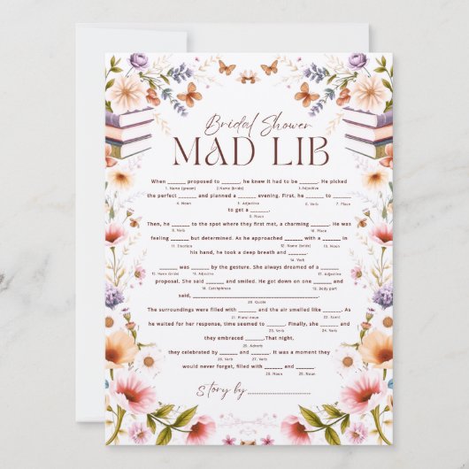 Boho Storybook Floral Mad Libs Vrijgezellenfeest s (Voorkant)