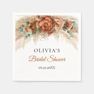 Boho strand terracotta pampas green vrijgezellenfe servet