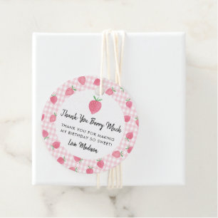 Boho Strawberry Berry Sweet Birthday Bedankjes Labels
