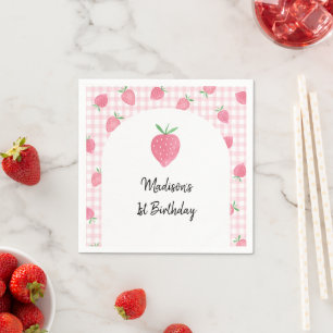 Boho Strawberry Berry Sweet Birthday Servet