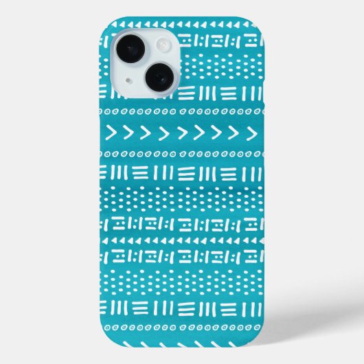 Boho strepen patroon Turquoise blauw Case-Mate iPhone Case (Achterkant)
