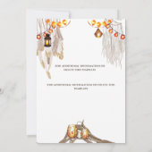 Boho string licht macrame veren taart save the date (Achterkant)