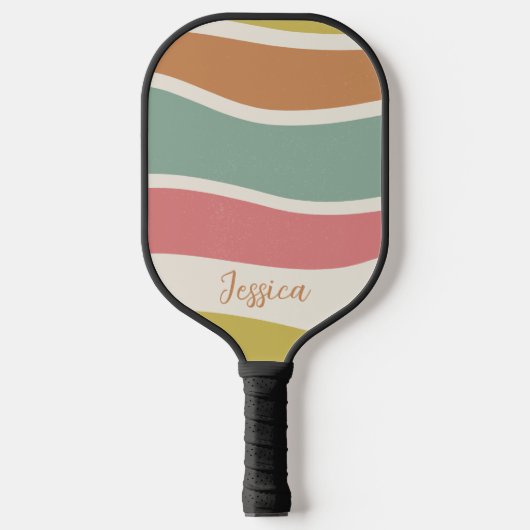 Boho Strip Patroon Aangepaste naam Pickleball Padd Pickleball Paddle (Voorkant)
