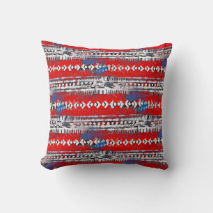 Boho Stripe 4 juli Red White en Blue Kussen