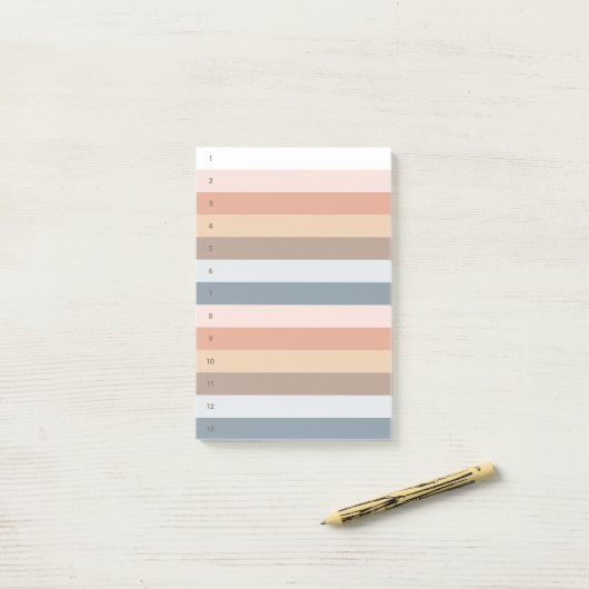 Boho Stripes Numbered Post-it Notes (Op bureau)