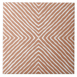 Boho Stripes Pattern (Terracotta en White) Tegeltje