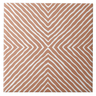 Boho Stripes Pattern (Terracotta en White) Tegeltje