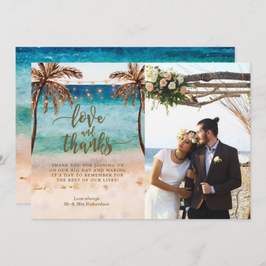 boho strtropisch strand , foto van bedankt en lief (Voorkant / Achterkant)