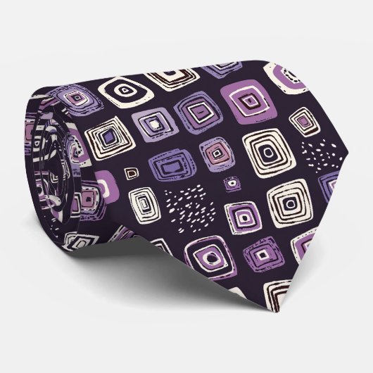 Boho Style Abstrait violet Cravate (Roulé)