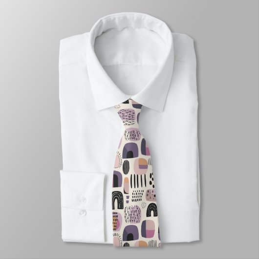 Boho Style Abstrait violet Cravate (Attaché)